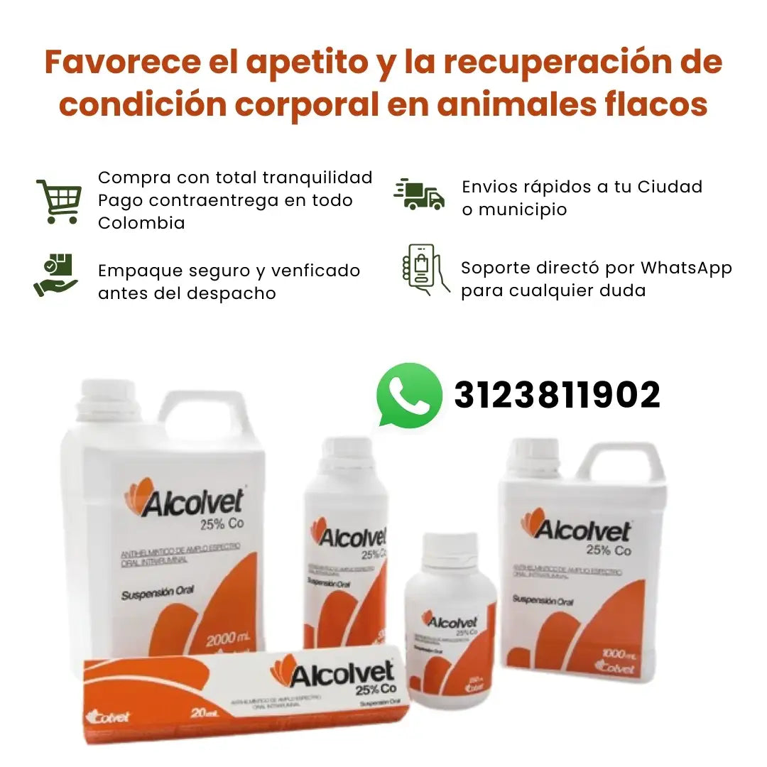 ALCOLVET® Desparasitario oral Albendazol 25% + cobalto B12 para bovinos y ovinos