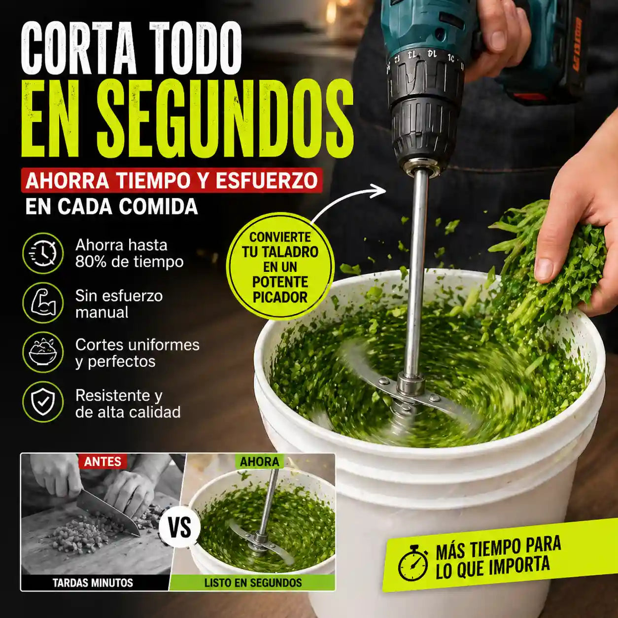 CORTAAGRO® PICADOR DE VERDURAS Y HIERBAS PARA TALADRO
