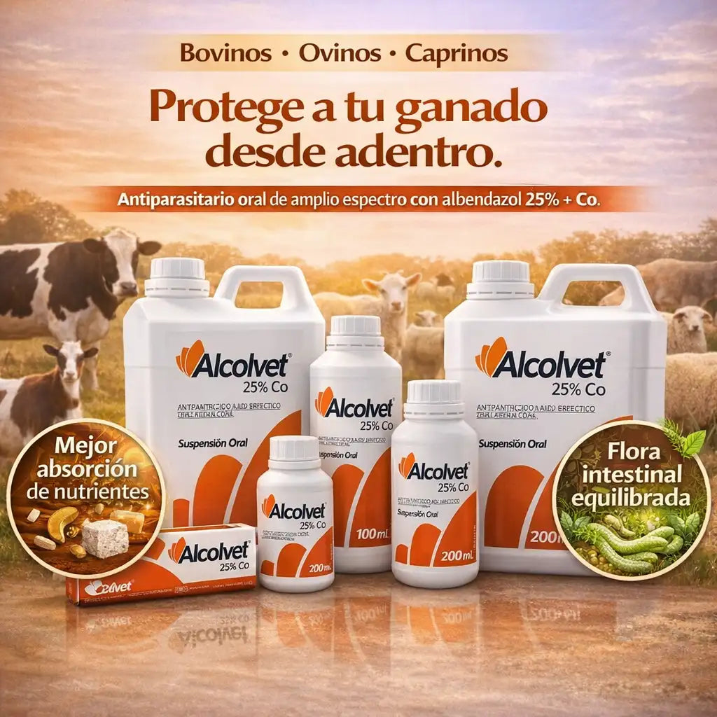 ALCOLVET® Desparasitario oral Albendazol 25% + cobalto B12 para bovinos y ovinos